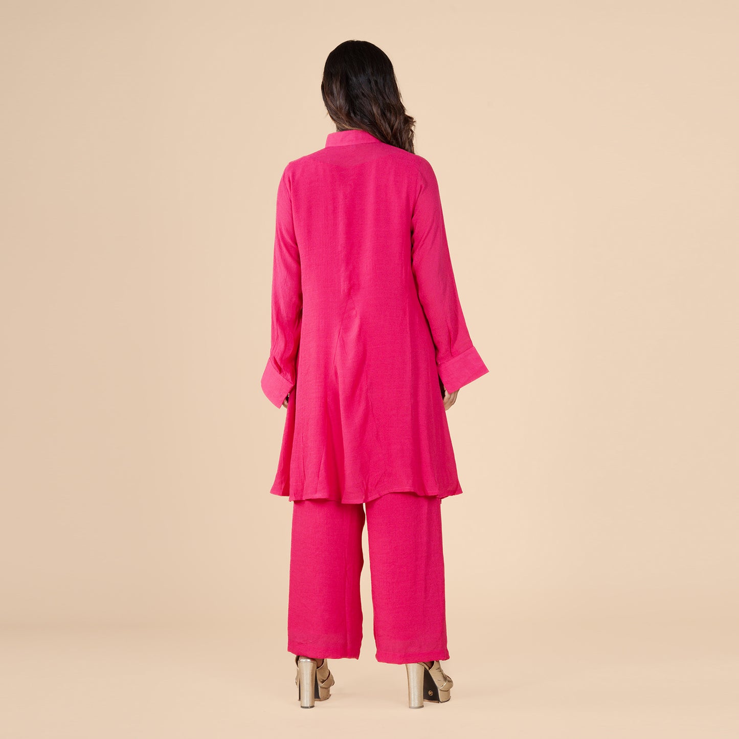 Pink Cotton Silk Lurex Co-Ord Set