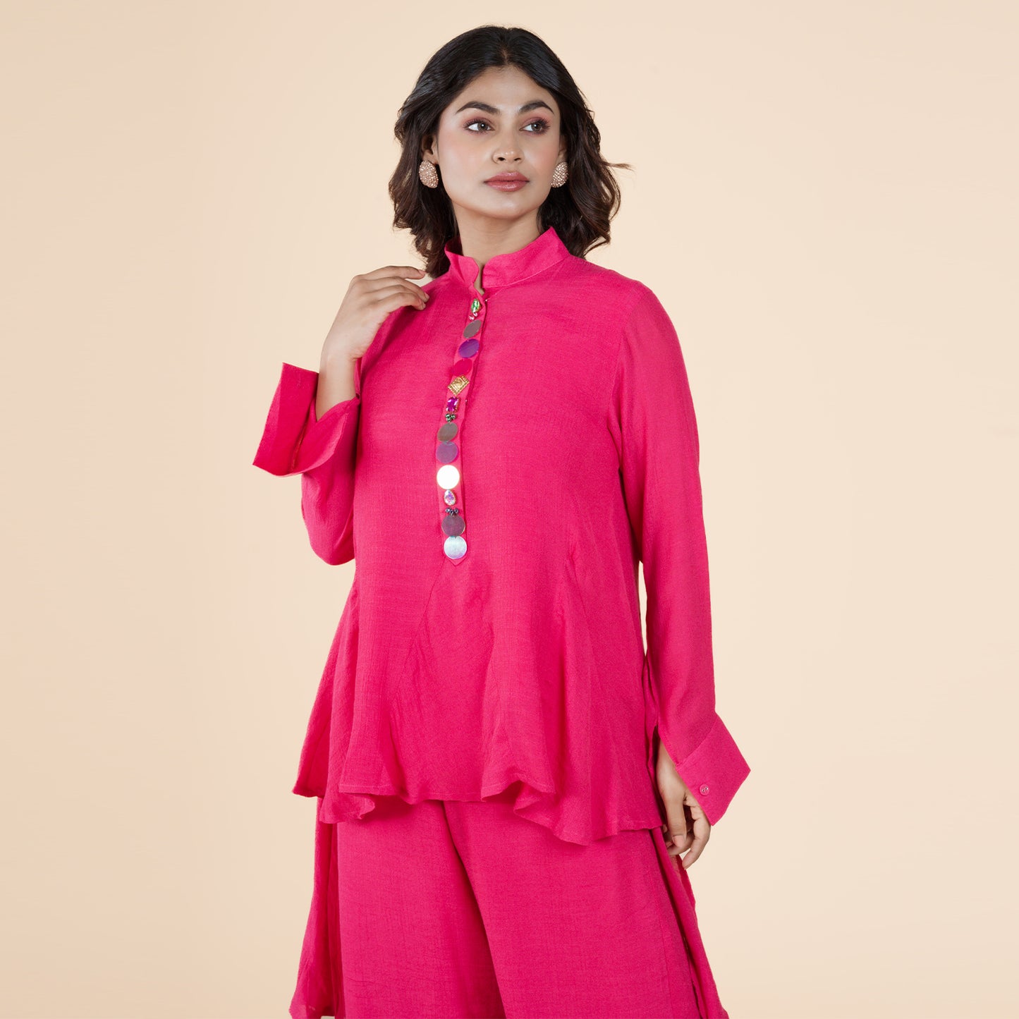 Pink Cotton Silk Lurex Co-Ord Set