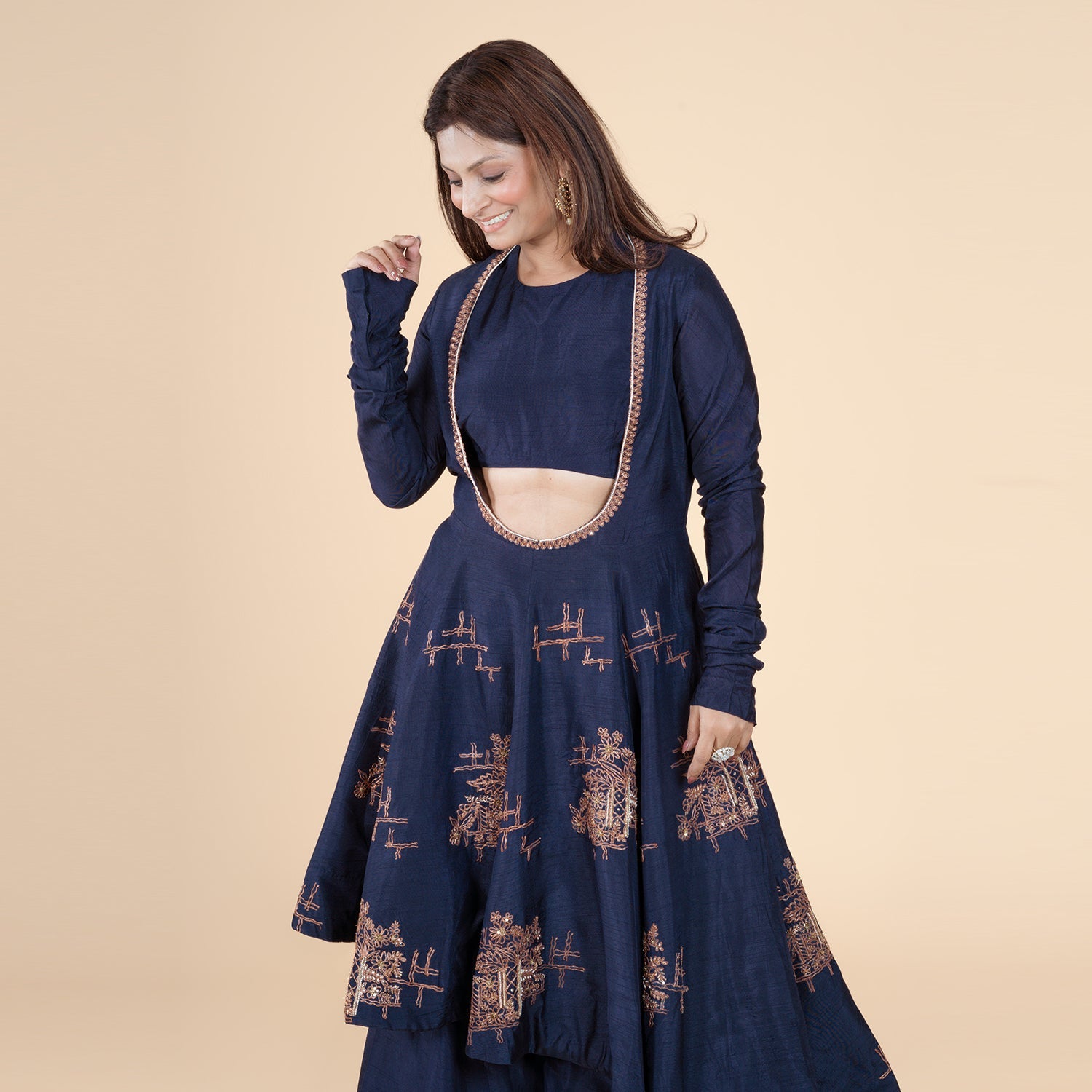 Elegant Jacket with Thread, Pearl & Sequence Work