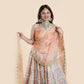 Off White & Orange Silk Ghagra Set