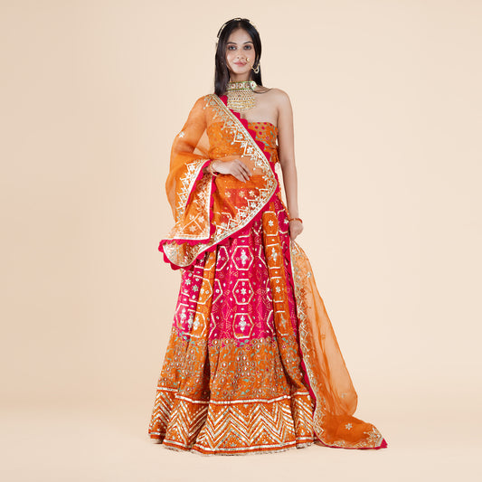 Orange Lehenga & Dupatta Set