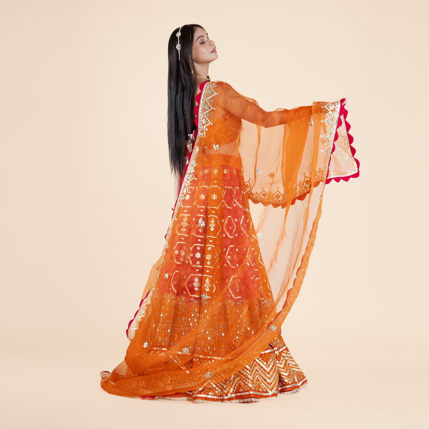 Orange Lehenga & Dupatta Set