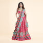 Pink Printed Silk Ghagra Set