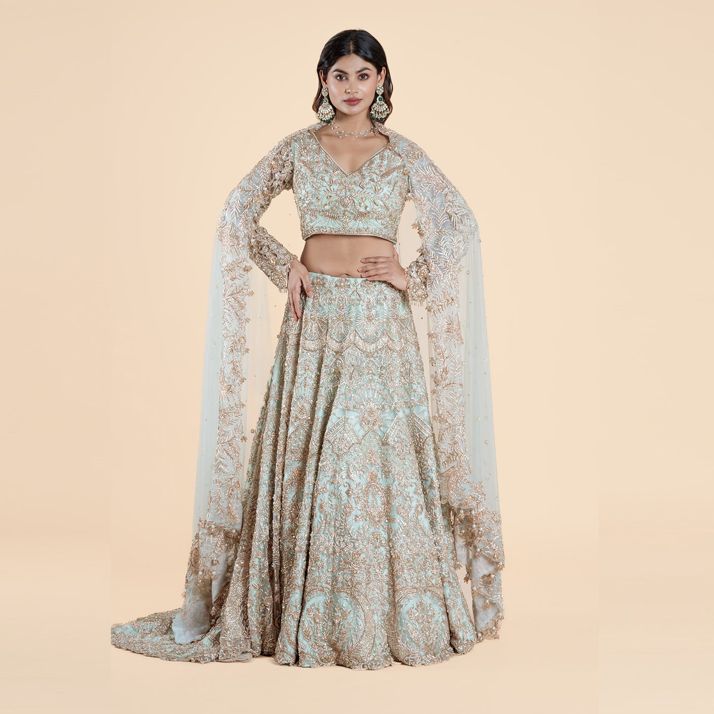 Pista Green Embellish Ghagra Set