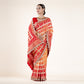 Red-Orange Bandhani Saree with Gold Zari Accents