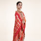 Red-Orange Bandhani Saree with Gold Zari Accents