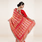 Red-Orange Bandhani Saree with Gold Zari Accents