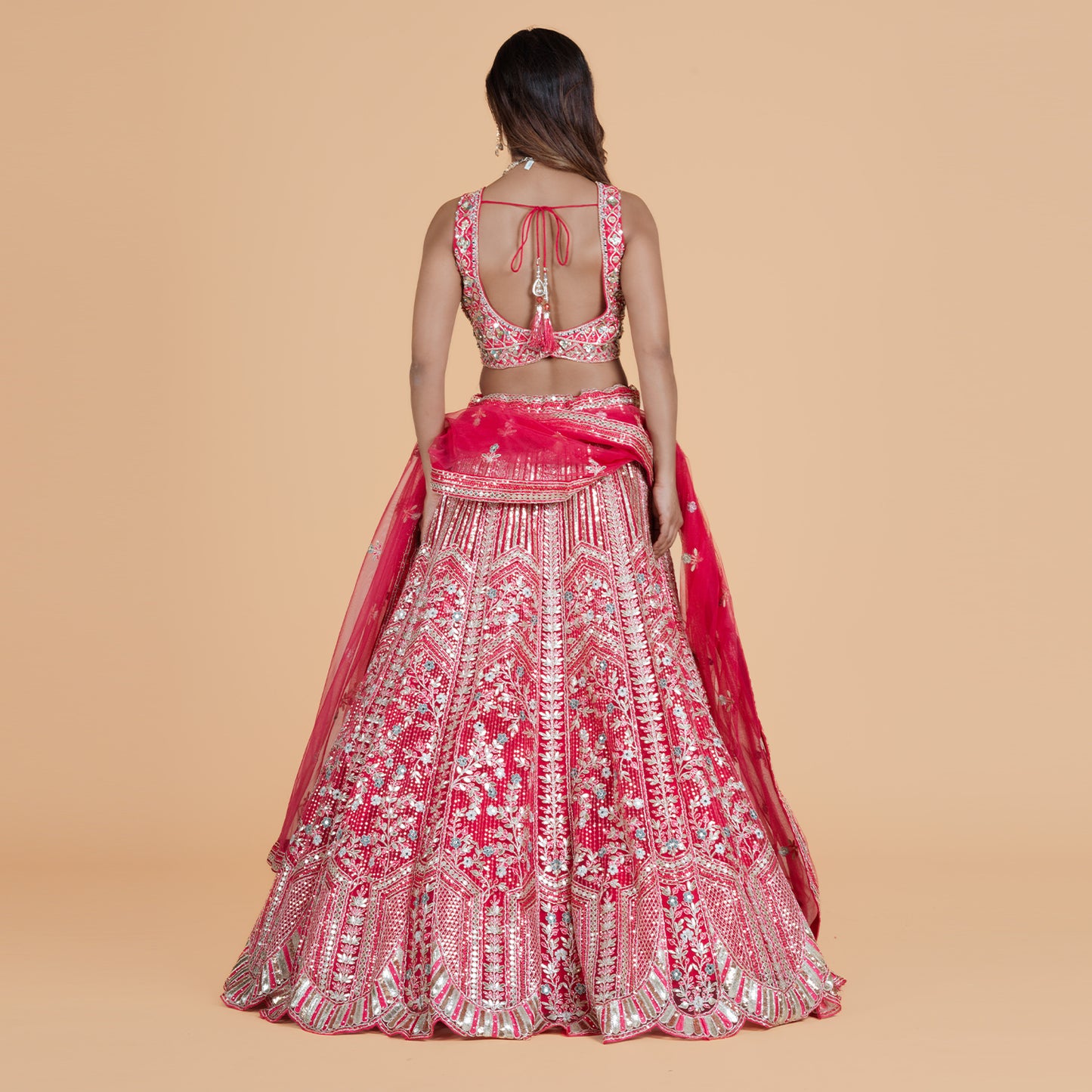 Rani Pink Net Ghagra