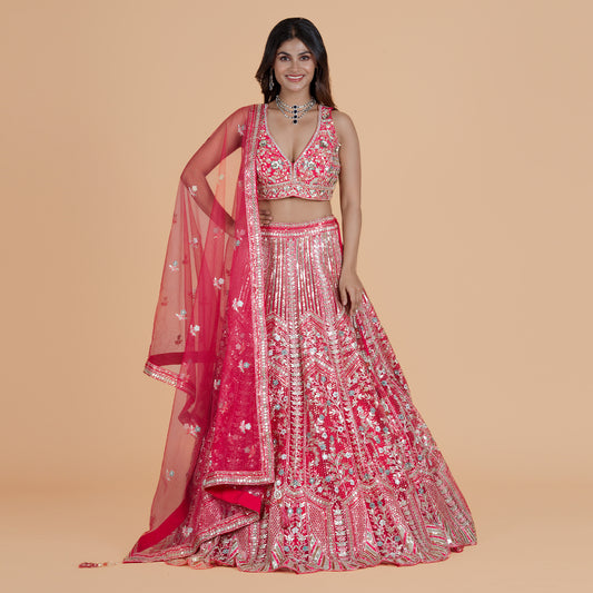 Rani Pink Net Ghagra