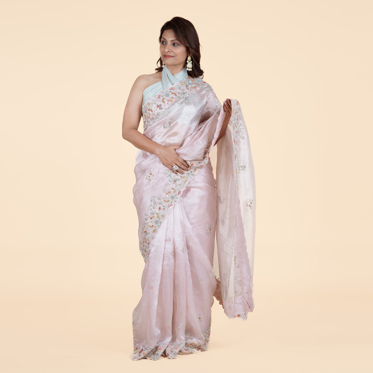 Heavy Sequence Handwork Saree