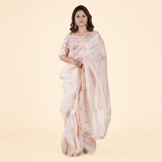 Peach Blossom Saree