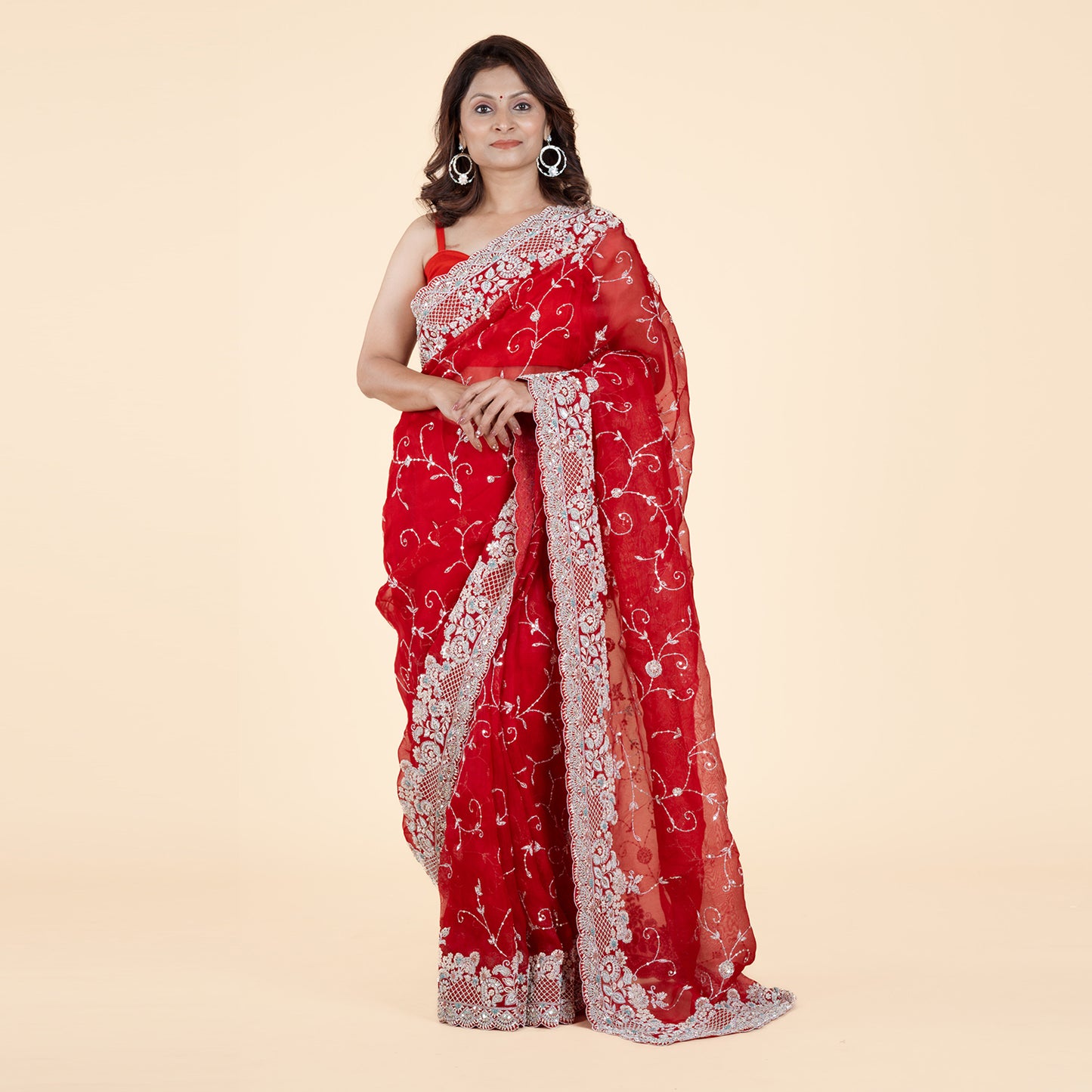 Embroidered Elegance Organza Saree