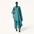 Teal V-Neck Festive Tunic Set - UNST-18744#1