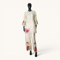 Cream Silk Cutwork Co-ord Set - ST-18671#1